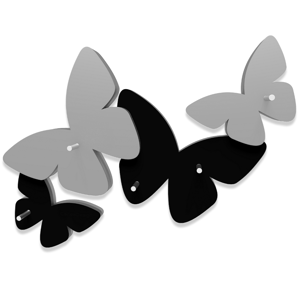 Portachiavi da parete moderno farfalle legno nero grigio