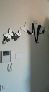 Porta chiavi da parete moderno farfalle legno nero grigio