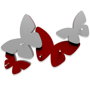 Appendichiavi farfalle da parete magnetico legno rosso grigio