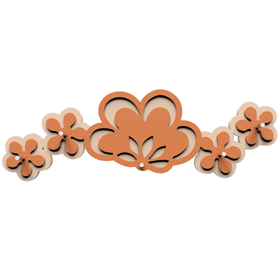 Appendichiavi moderno da parete magnetico legno traforato colore terracotta