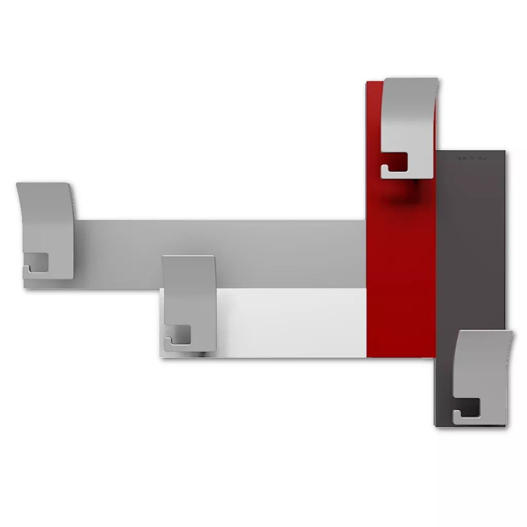 Appendiabiti da parete design moderno rosso rubino bianco grigio - 4CCD
