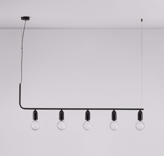 Sospensione nero per tavolo da soggiorno moderno lampadine a vista fp