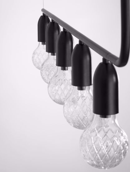 Sospensione nero per tavolo da soggiorno moderno lampadine a vista fp