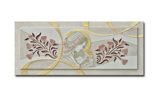 Capezzale classico maternita&apos; per camera da letto traforato decoro glitter foglia oro 155x65