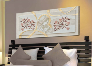 Capezzale classico maternita'' per camera da letto traforato decoro glitter foglia oro 155x65