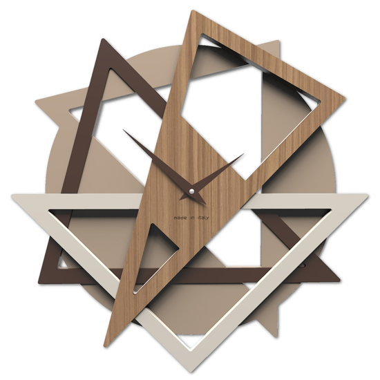 Orologio da parete design moderno geometrico legno nocciola