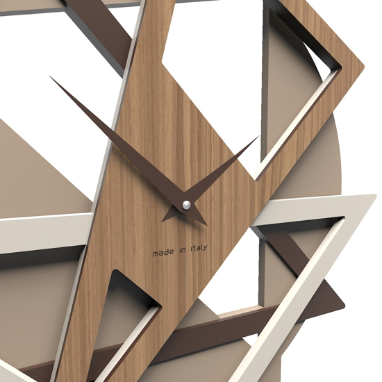 Orologio da parete design moderno geometrico legno nocciola