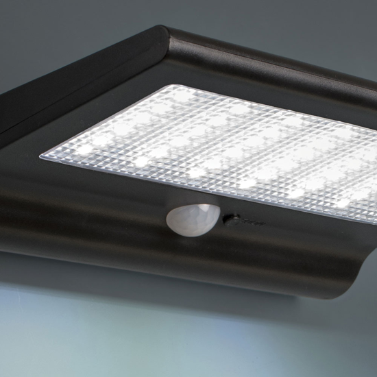 Applique da esterno solare ip44 con sensore crepuscolare di movimento led 8w 6000k