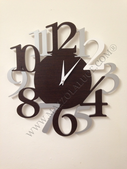 Orologio da parete numeri moderni rovere grigio wenge design