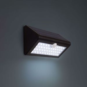 Applique nero pannello solare sensore di movimento da esterno ip44 led 6000k 6w