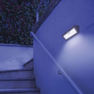 Applique nero pannello solare sensore di movimento da esterno ip44 led 6000k 6w