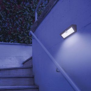 Applique nero solare sensore di movimento da esterno ip44 led 6000k 6w