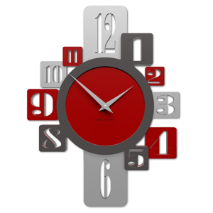 Orologio da parete numeri moderni design legno rosso grigio