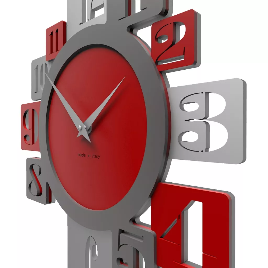 Orologio da parete numeri moderni design legno rosso grigio - 5C27