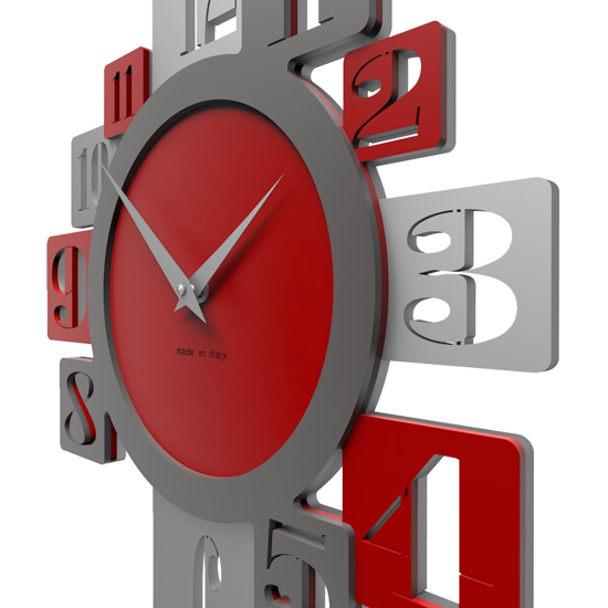 Orologio da parete numeri moderni design legno rosso grigio