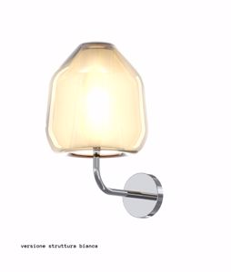 Toplight double skin lampada da parete vetro ambra montatura bianca