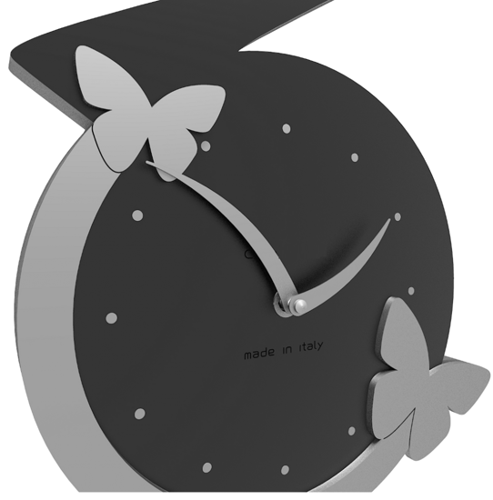 Orologio da parete moderno farfalle in legno nero grigio
