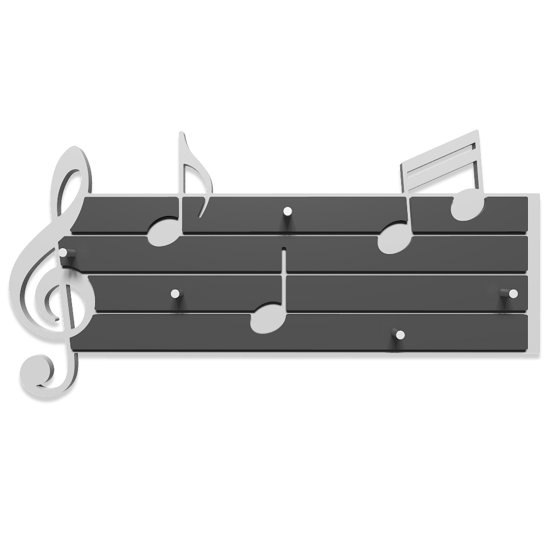 Portachiavi da parete moderno magnetico pentagramma musicale legno bianco grigio