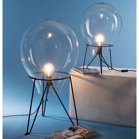 Lampada da terra design moderno grande sfera vetro trasparente