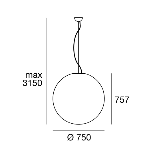 Grande sfera lampada sospesa bianca per esterno 75cm ip65 plastica bianco 0h! linea light