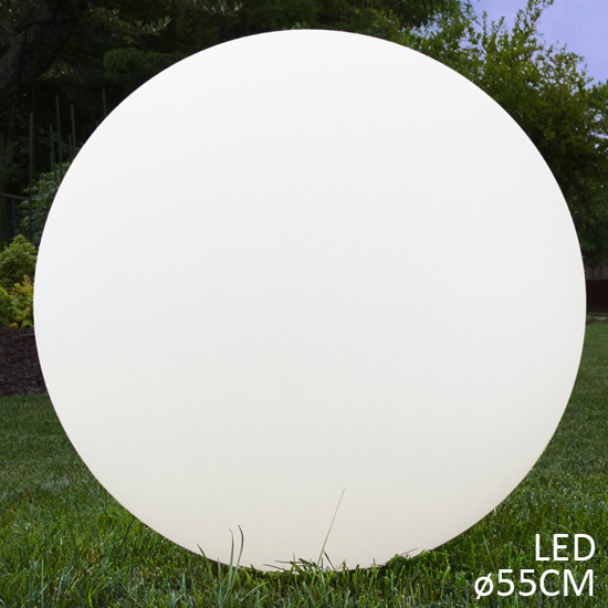Lampada linea light oh! garden da giardino 55cm led 15w 3000k ip65 sfera bianca