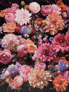 Quadro su tela dipinto floreale 90x120 decorato