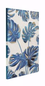 Quadro verticale floreale moderno foglie blue 90x120