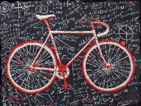 Quadro moderno bici da corsa 90x120 dipinto decorato