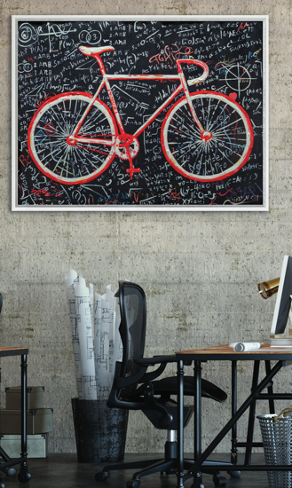 Quadro moderno bici da corsa 90x120 dipinto decorato
