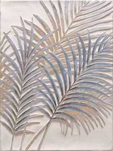 Quadro verticale dipinto decorato 90x120 foglie felce