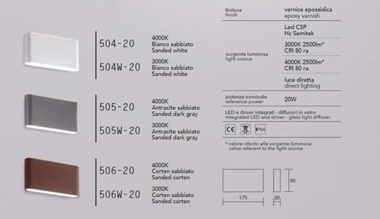 Isyluce applique da esterno bianco  20w 3000k ip54 design moderno