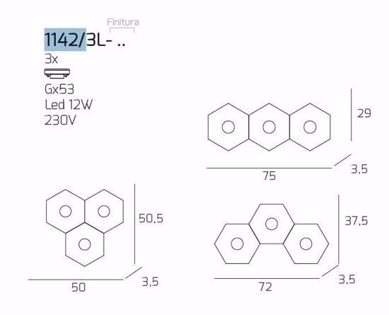 Toplight hexagon plafoniera esagonale grigio moderna per interni