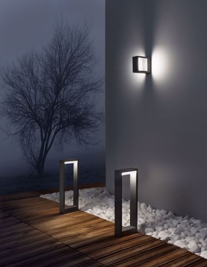 Lampione design moderno da giardino grigio scuro led 7w 3000k ip54