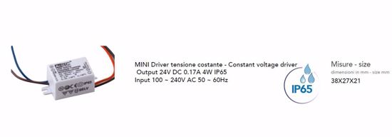 Mini driver tensione costante output 24v dc 0.17a 4w ip65 input 100 ~ 240v ac 50 ~ 60hz ip65