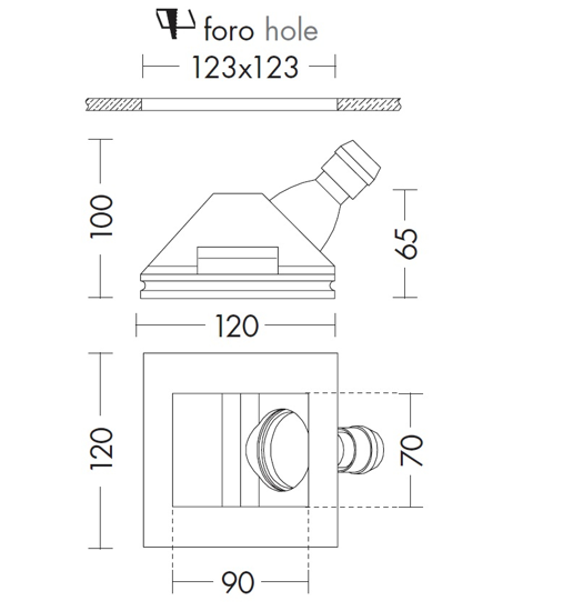 Faretto da incasso a soffitto gesso a scomparsa laterale gu10