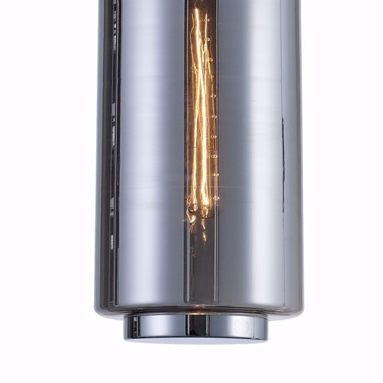 Lampadario pendente da tavolo cilindro vetro cromo grafite