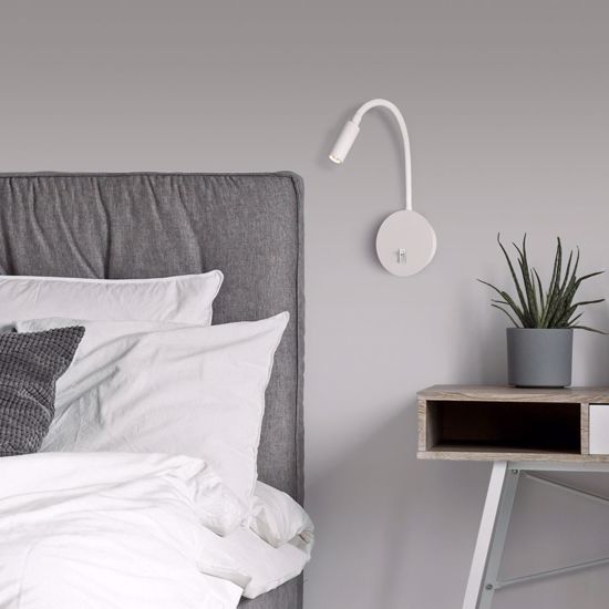 Applique bianco comodino orientabile moderna per camera da letto led 3w 3000k