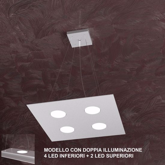 Lampadario moderno led 4+2 luci doppia illuminazione toplight area grigio