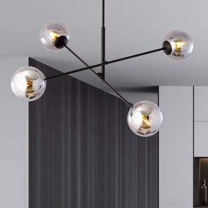 Lampadario nero per soggiorno design bacchette luci orientabili