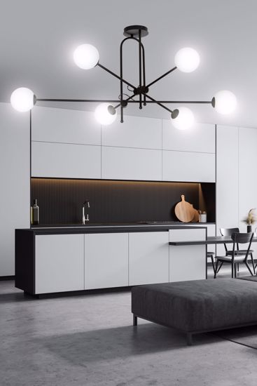 Grande lampadario per soggiorno moderno nero