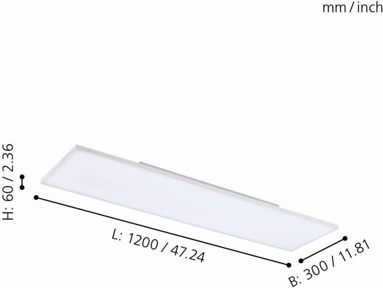 Plafoniera led 120x30 cm 33w 4000k rettangolare bianca