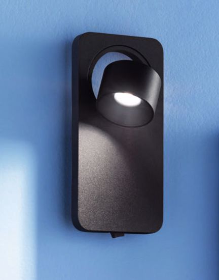 Applique nero luce con interruttore per comodini camera da letto linea light beebo