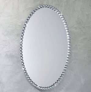 Specchio ovale da parete decorativo per camera da letto bordo di cristalli 100x70