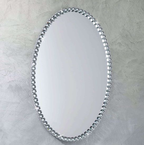Specchio ovale da parete bordo di cristalli 100x70