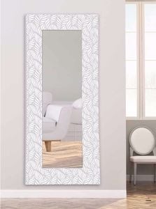 Specchiera da parete decorativa rettangolare 72x180 con cornice bianca petali