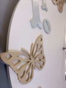 Orologio da parete moderno farfalle legno grigio nocciola