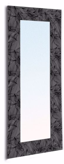 Specchio verticale per ingresso con cornice legno foglie nero grigio 180x72