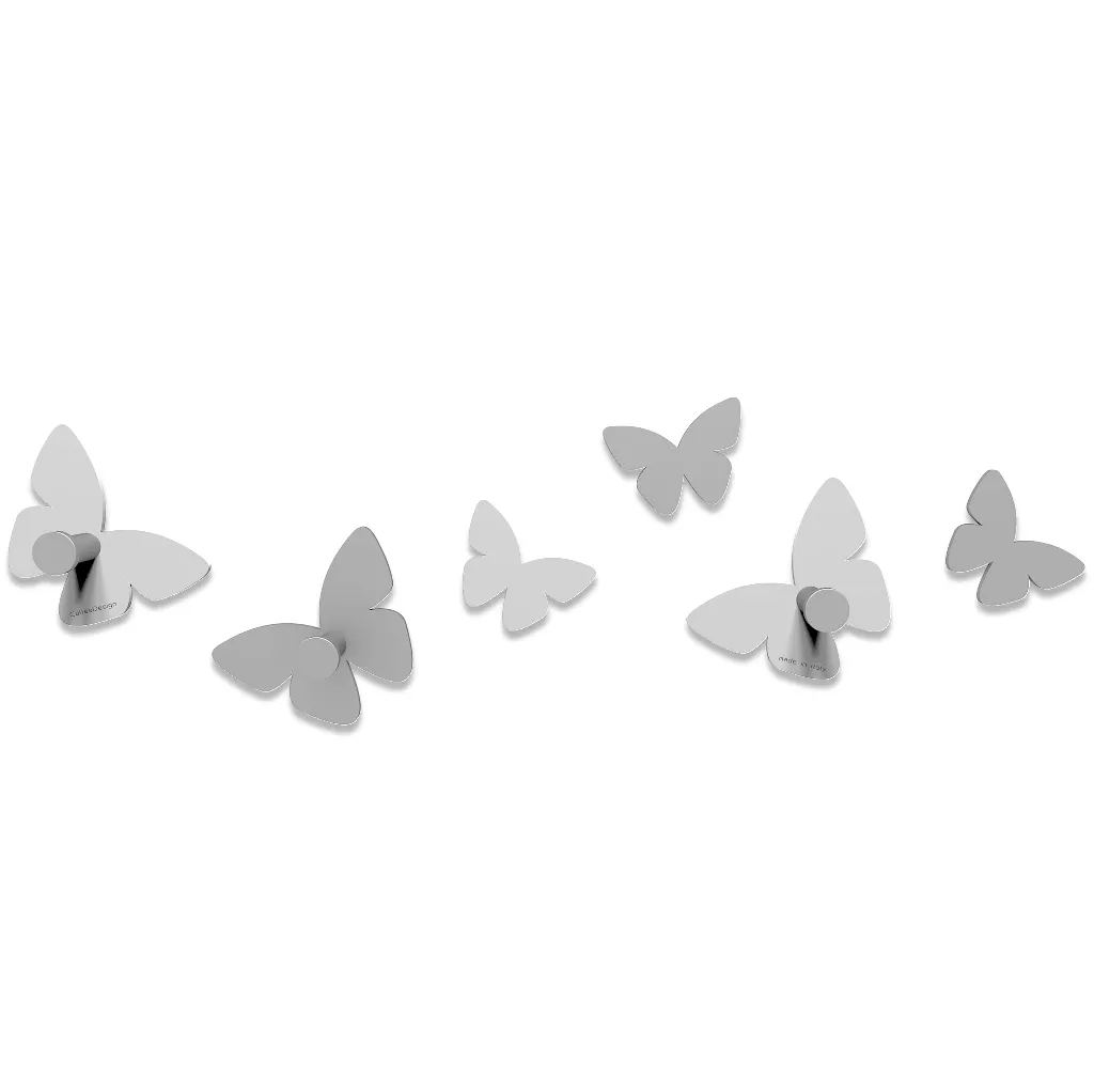 Appendiabiti da parete farfalle bianco grigio 3 ganci - 50-13-2-1WHITE