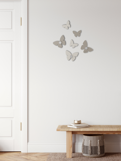 Appendiabiti da parete farfalle bianco grigio 3 ganci