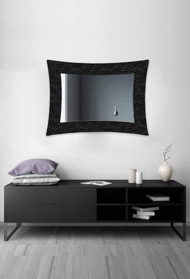 Specchio design da parete cornice nera decorata petali 115x88 per soggiorno